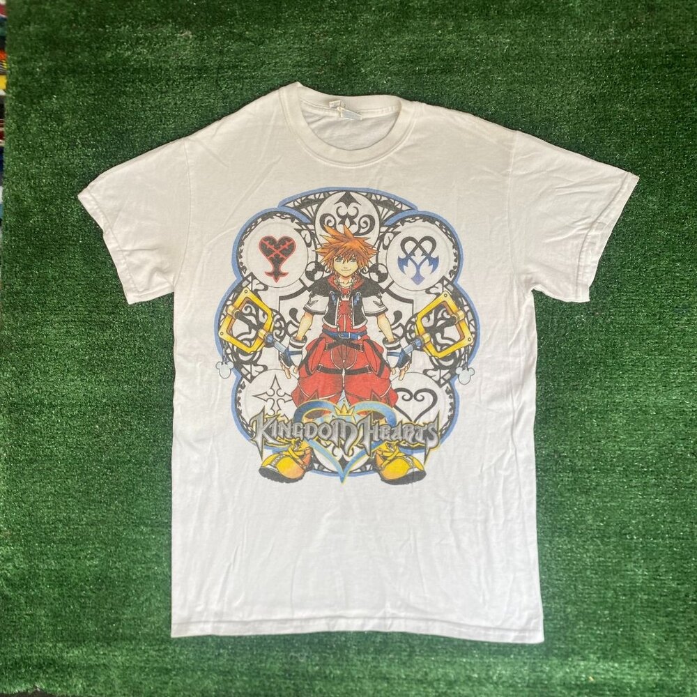 Vintage Y2K Kingdom Hearts Sora T-Shirt 2000s Boxy White S Streetwear Gamer Rare